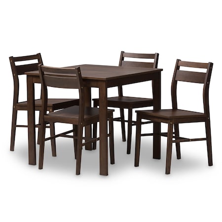 Baxton Studio Lovy Modern Walnut-Finished 5-Piece Dining Set 143-7937